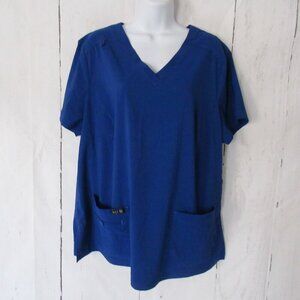 Koi Scrub Top 2X Blue Pockets Short Sleeve Plus Size Style 373